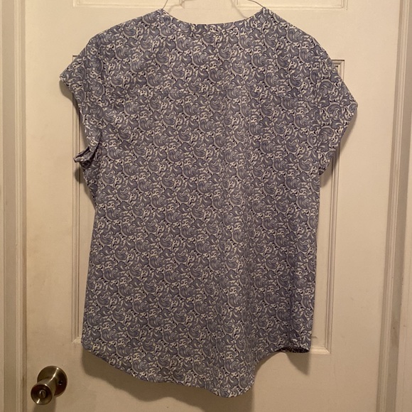 Croft & Barrow Blue/White Print Pullover Blouse Short Sleeve Womens XXL - Picture 3 of 6